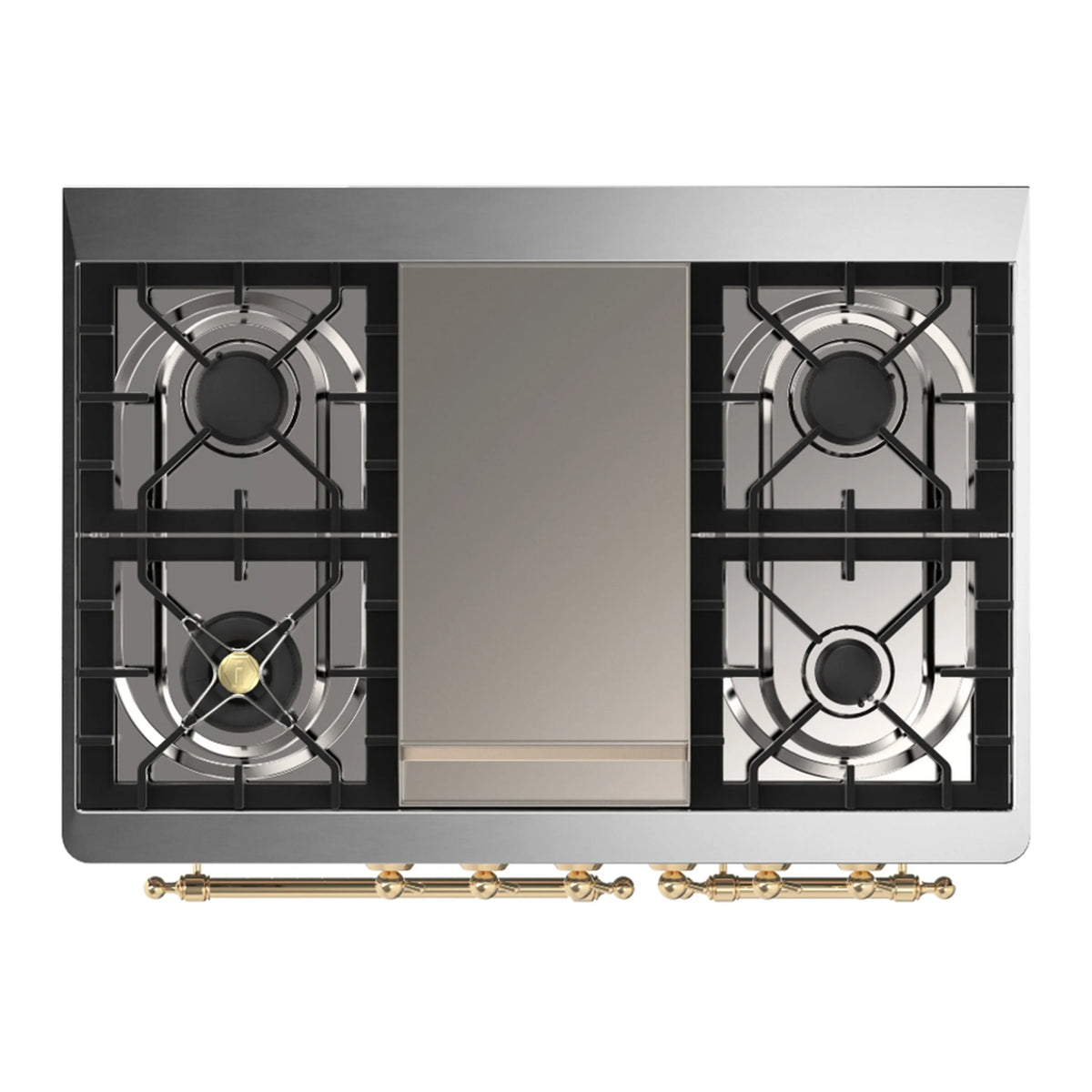 ILVE Majestic III 40-inch Dual Fuel Range with 5 Liquid Propane Burner, Griddle and Triple Glass Door Electric Oven in Midnight Blue with Brass Trim (UMD40FNR3MBGLP)