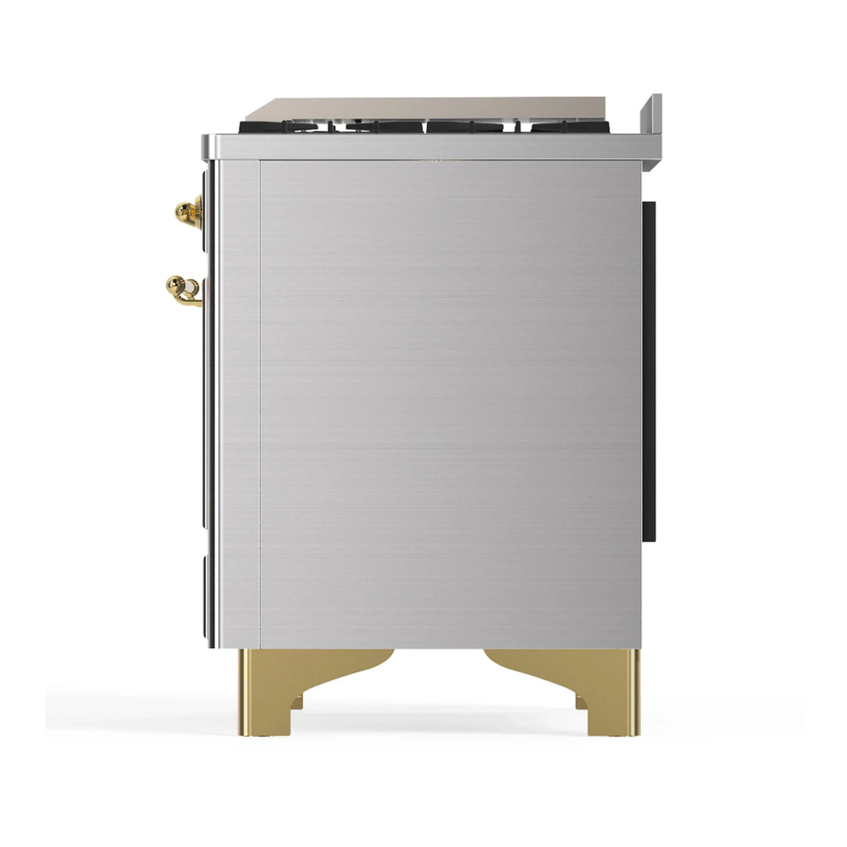 ILVE Majestic III 40-inch Dual Fuel Range with 5 Liquid Propane Burner, Griddle and Triple Glass Door Electric Oven in Stainless Steel with Brass Trim (UMD40FNR3SSGLP)