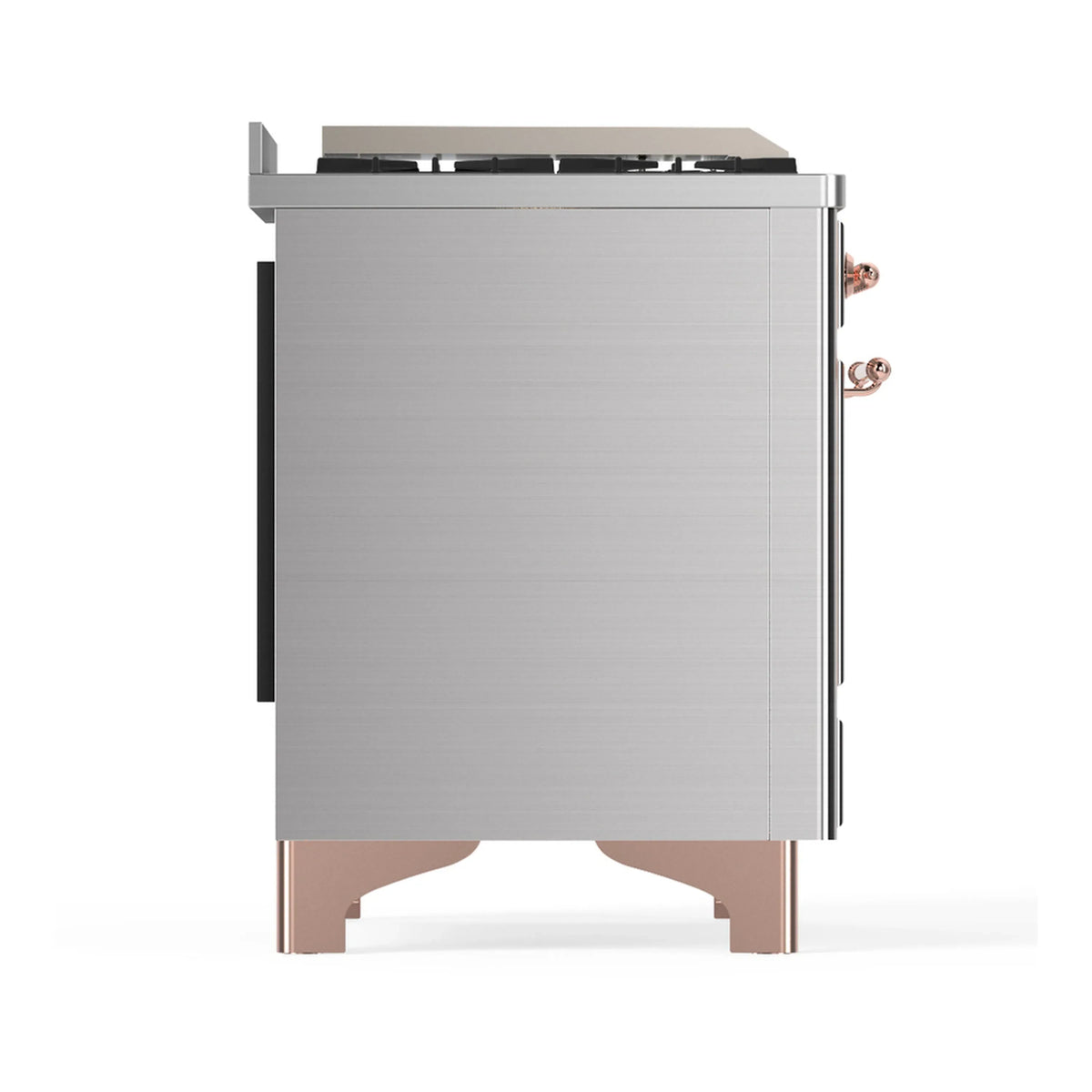 ILVE Majestic III 40-inch Dual Fuel Range with 6 Natural Gas Burner, Griddle and Triple Glass Door Electric Oven in Stainless Steel with Copper Trim (UMD40FNR3SSP)