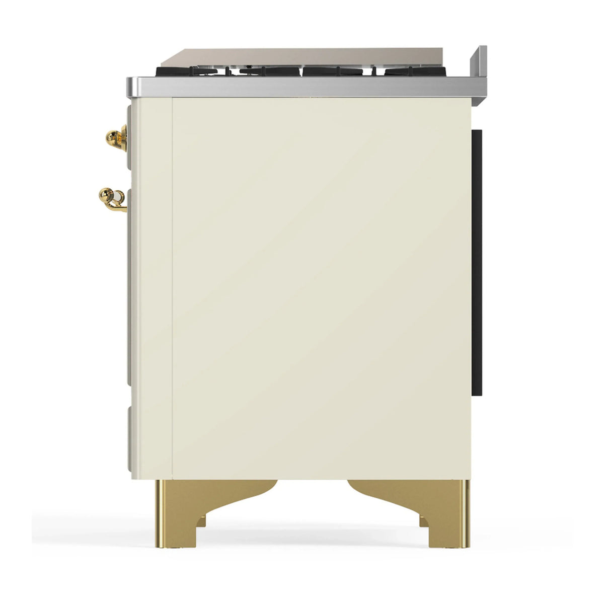 ILVE Majestic III 40-inch Dual Fuel Range with 5 Liquid Propane Burner, Griddle and Solid Door Electric Oven in Antique White with Brass Trim (UMD40FQNR3AWGLP)