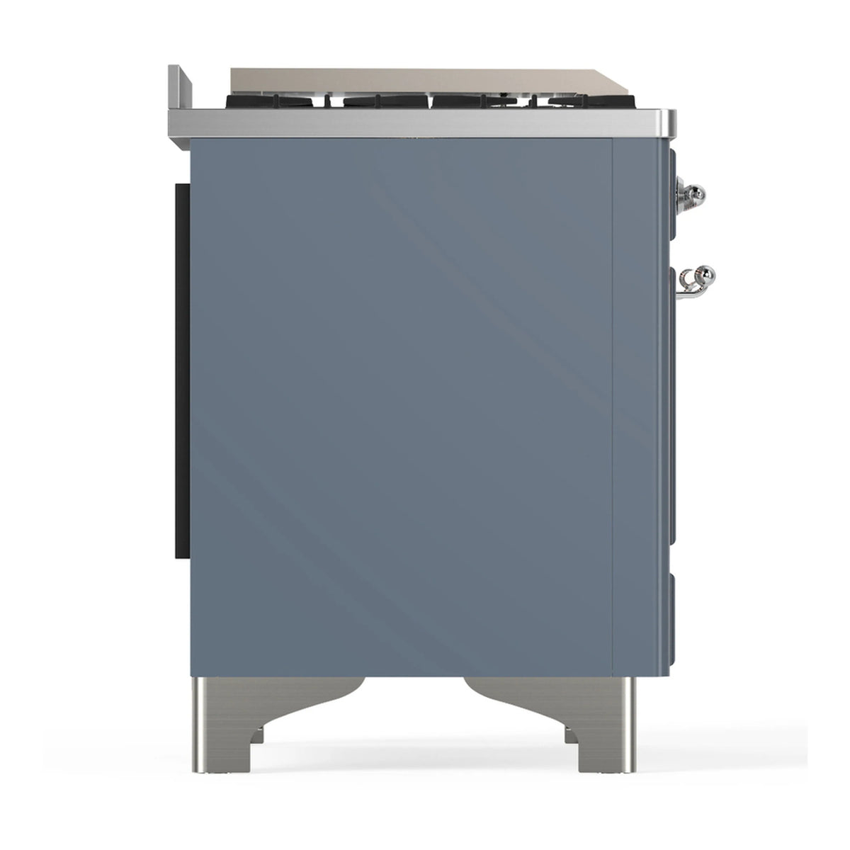 ILVE Majestic III 40-inch Dual Fuel Range with 5 Liquid Propane Burner, Griddle and Solid Door Electric Oven in Blue Grey with Chrome Trim (UMD40FQNR3BGCLP)