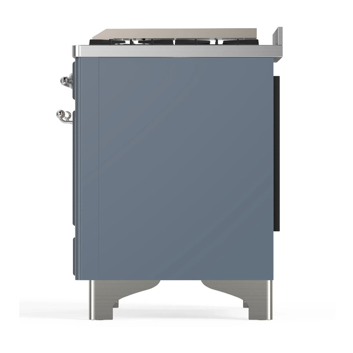 ILVE Majestic III 40-inch Dual Fuel Range with 5 Liquid Propane Burner, Griddle and Solid Door Electric Oven in Blue Grey with Chrome Trim (UMD40FQNR3BGCLP)