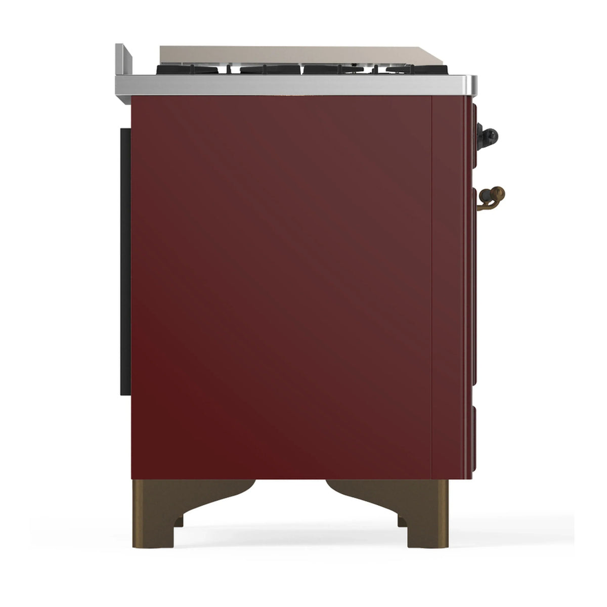 ILVE Majestic III 40-inch Dual Fuel Range with 5 Liquid Propane Burner, Griddle and Solid Door Electric Oven in Burgundy with Burnished Trim (UMD40FQNR3BUBLP)