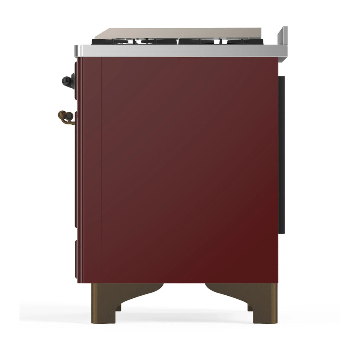 ILVE Majestic III 40-inch Dual Fuel Range with 5 Liquid Propane Burner, Griddle and Solid Door Electric Oven in Burgundy with Burnished Trim (UMD40FQNR3BUBLP)