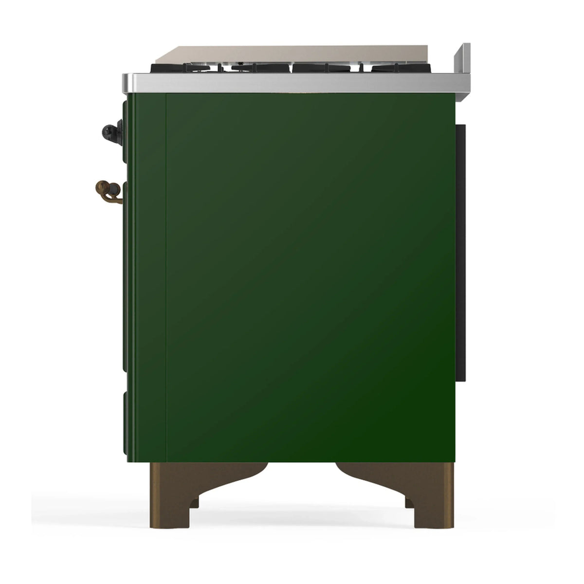 ILVE Majestic III 40-inch Dual Fuel Range with 6 Natural Gas Burner, Griddle and Solid Door Electric Oven in Emerald Green with Burnished Trim (UMD40FQNR3EGB)