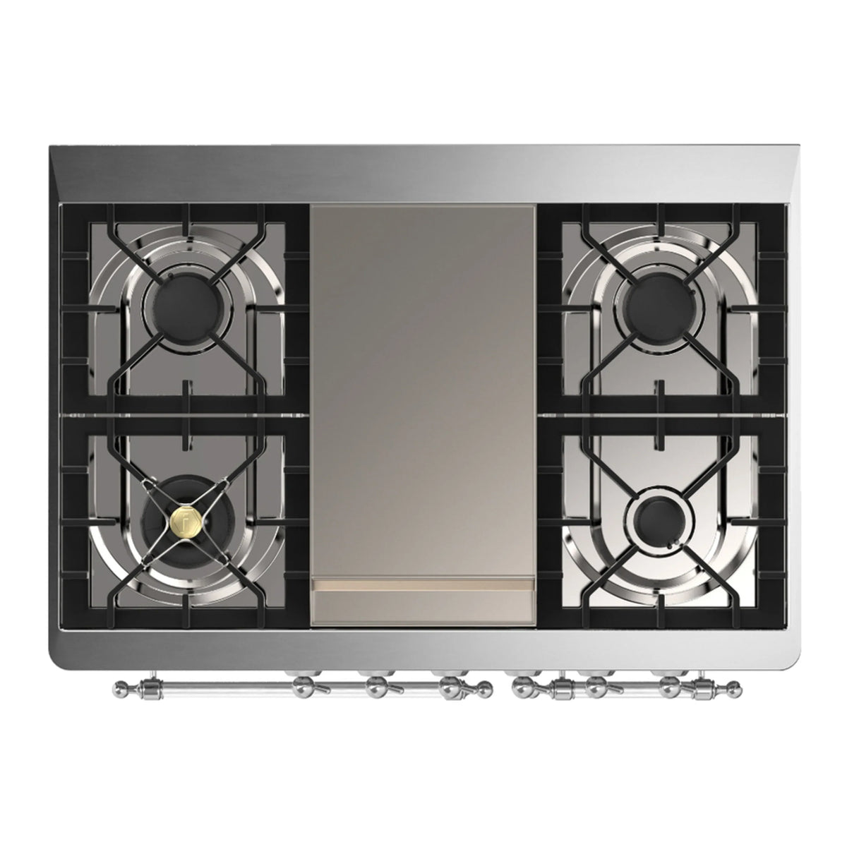 ILVE Majestic III 40-Inch Propane Dual Fuel Range, 5 Burners, Griddle, Solid Door, Emerald Green with Chrome Trim (UMD40FQNR3EGCLP)