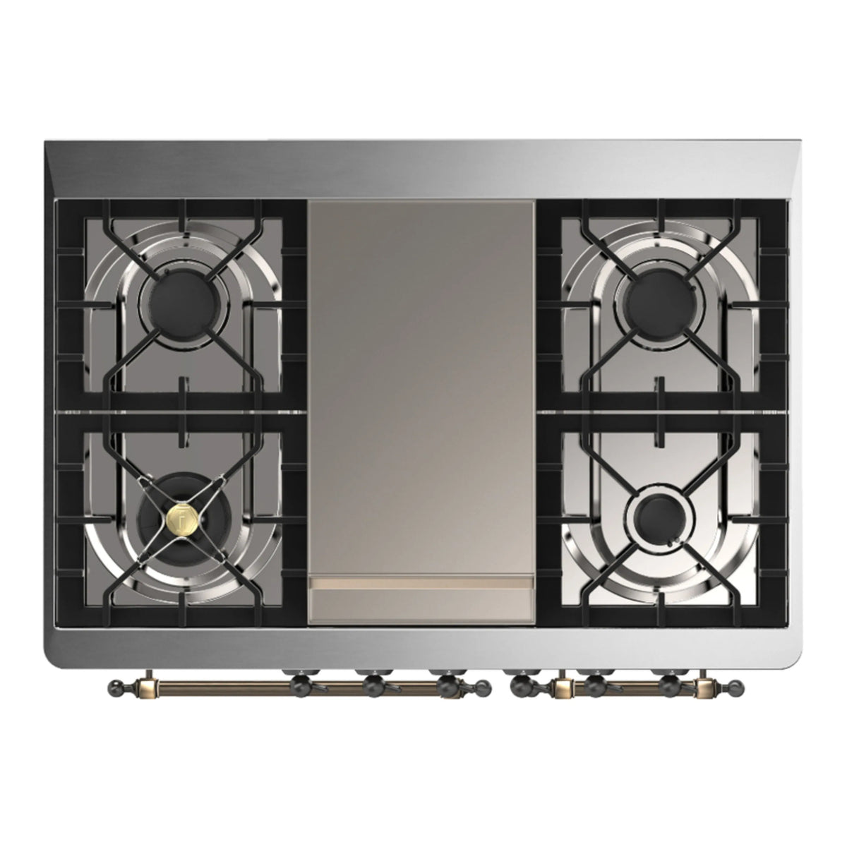 ILVE Majestic III 40-Inch NG Dual Fuel Range, 6 Burners, Griddle, Solid Door Oven, Midnight Blue with Burnished Trim (UMD40FQNR3MBB)