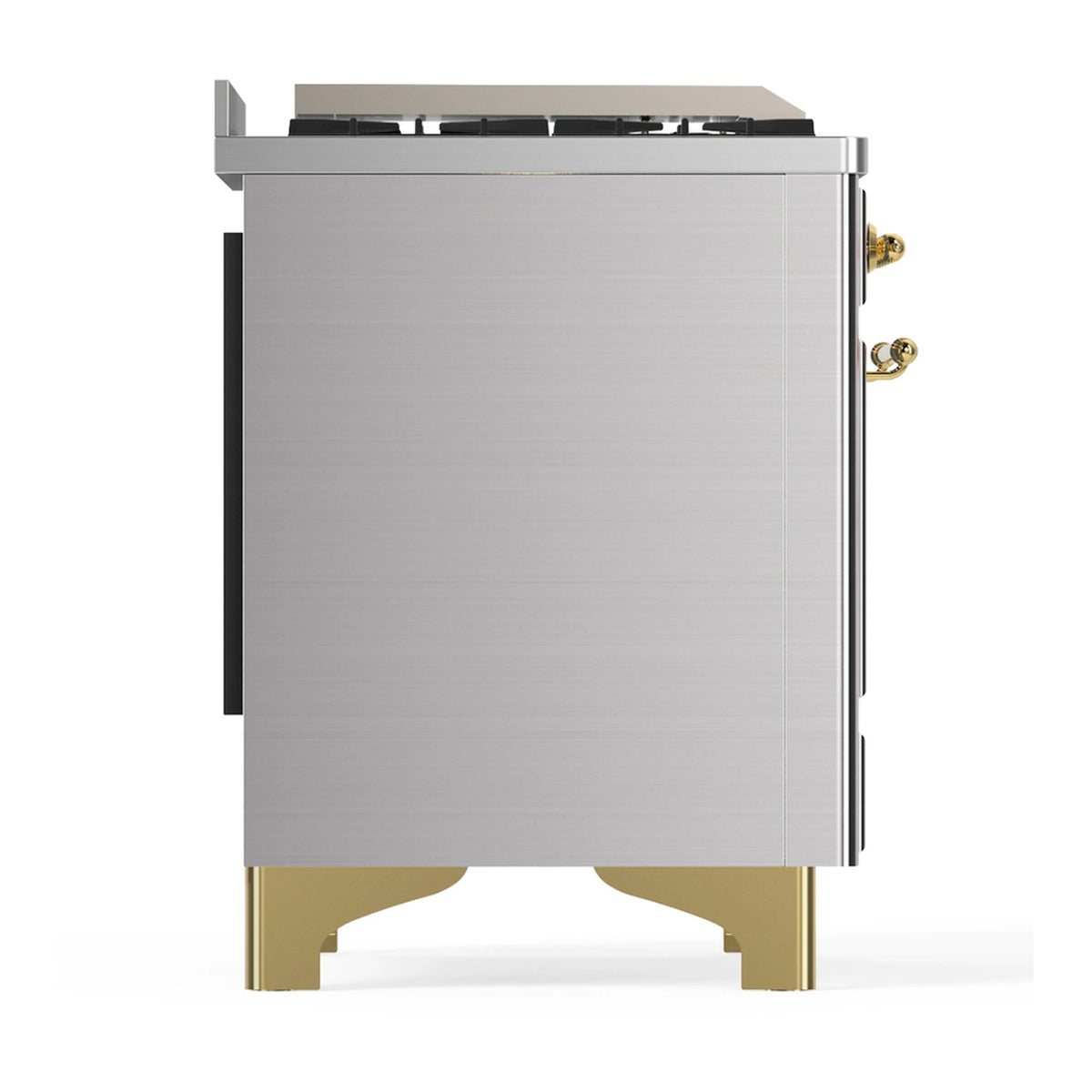 ILVE Majestic III 40-inch Dual Fuel Range with 5 Liquid Propane Burner, Griddle and Solid Door Electric Oven in Stainless Steel with Brass Trim (UMD40FQNR3SSGLP)