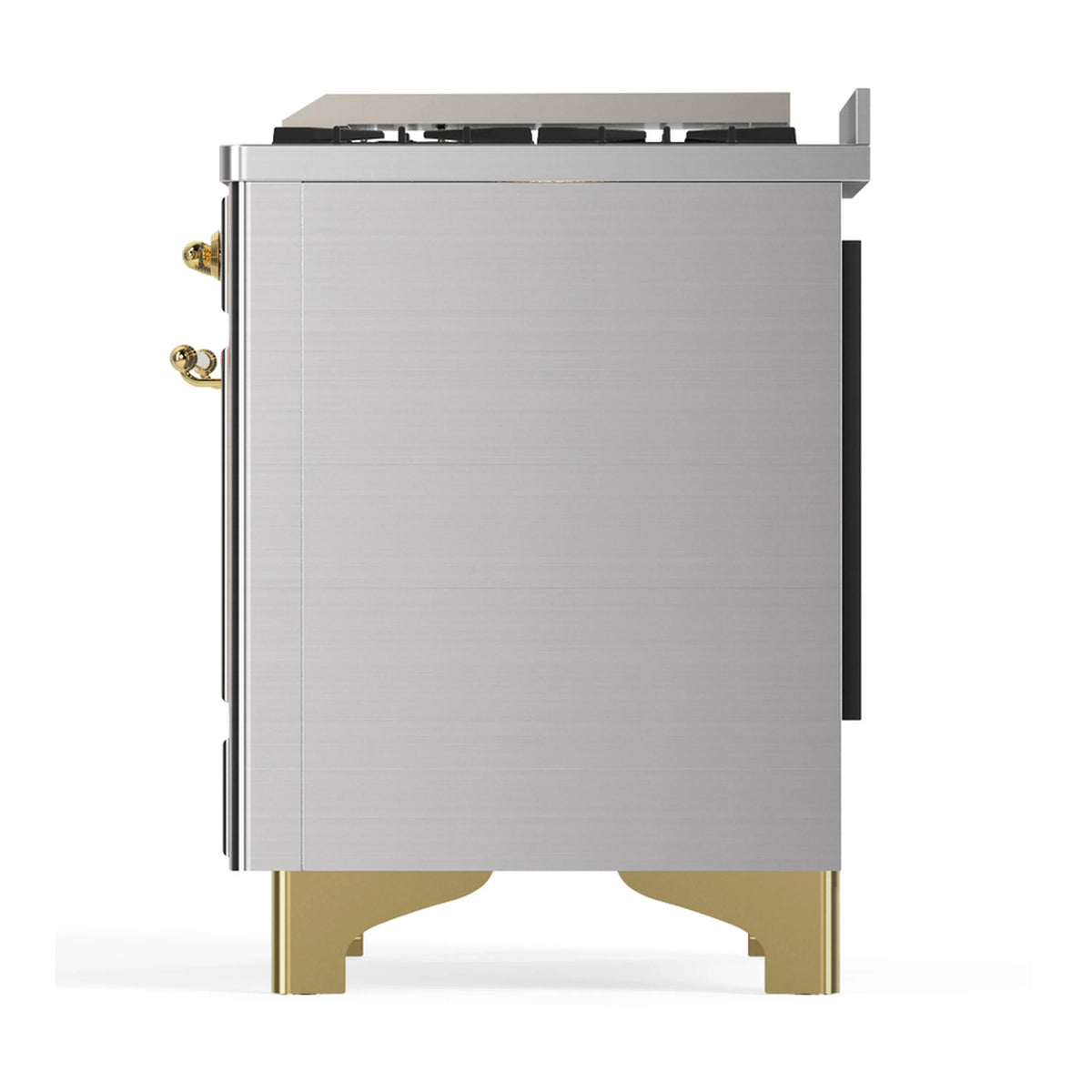 ILVE Majestic III 40-inch Dual Fuel Range with 5 Liquid Propane Burner, Griddle and Solid Door Electric Oven in Stainless Steel with Brass Trim (UMD40FQNR3SSGLP)