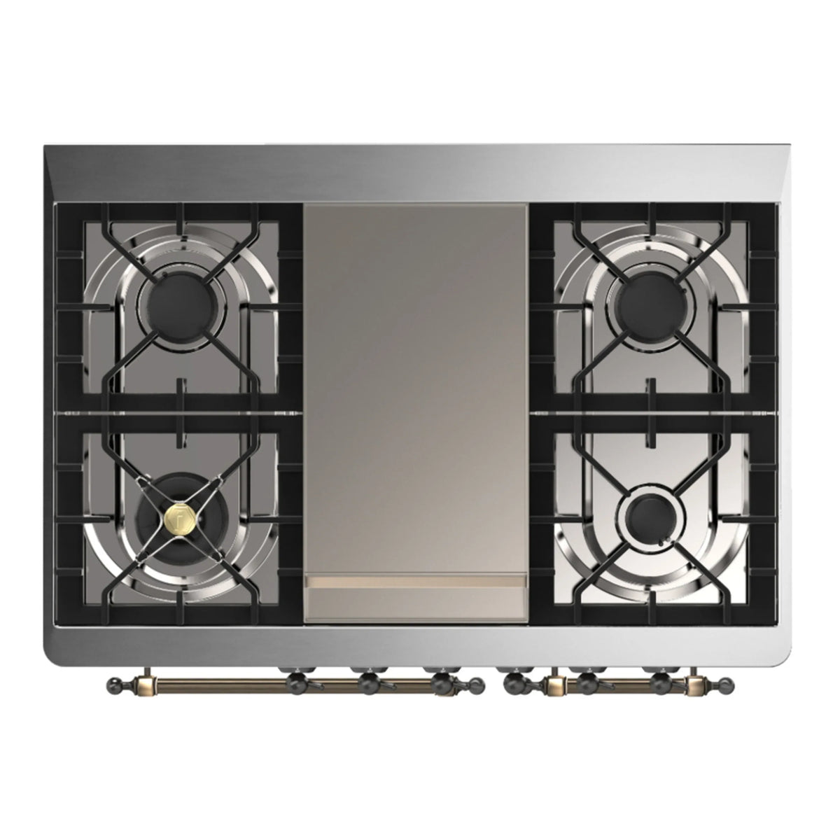 ILVE Majestic III 40-inch Dual Fuel Range with 5 Liquid Propane Burner, Griddle and Solid Door Electric Oven in White with Burnished Trim (UMD40FQNR3WHBLP)