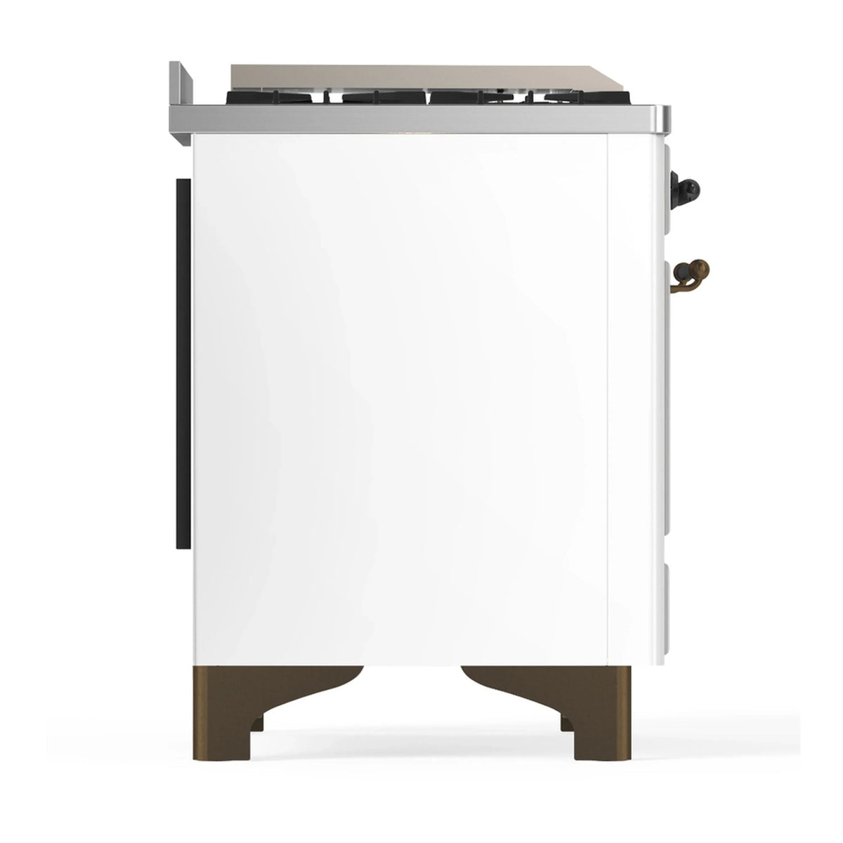 ILVE Majestic III 40-inch Dual Fuel Range with 5 Liquid Propane Burner, Griddle and Solid Door Electric Oven in White with Burnished Trim (UMD40FQNR3WHBLP)