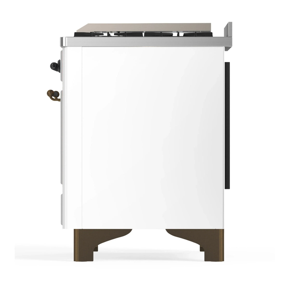 ILVE Majestic III 40-inch Dual Fuel Range with 5 Liquid Propane Burner, Griddle and Solid Door Electric Oven in White with Burnished Trim (UMD40FQNR3WHBLP)