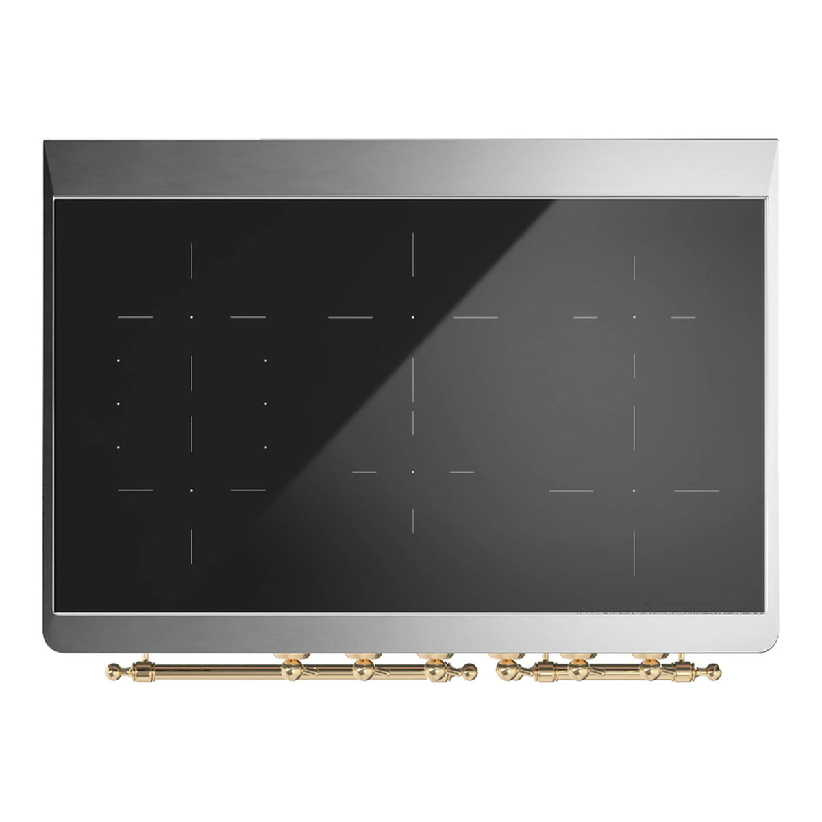 ILVE Majestic III 40-Inch Induction Range, 6 Elements, Triple Glass Door Electric Oven, Antique White with Brass Trim (UMDIB40NR3AWG)