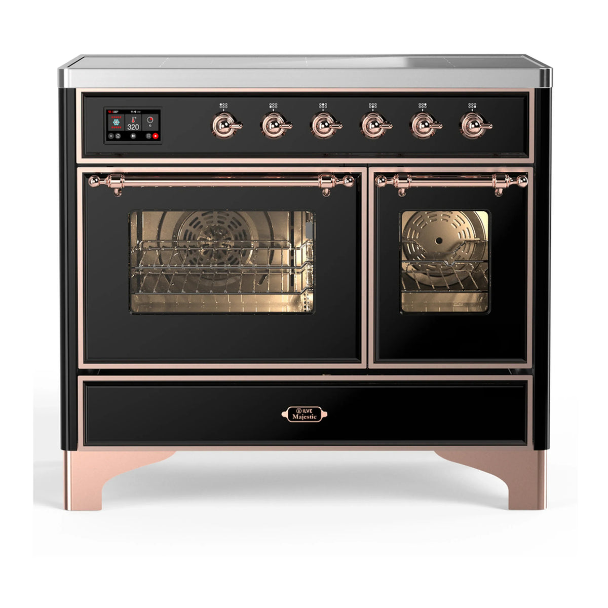 ILVE Majestic III 40-Inch Induction Range, 6 Elements, Triple Glass Door Electric Oven, Glossy Black with Copper Trim (UMDIB40NR3BKP)