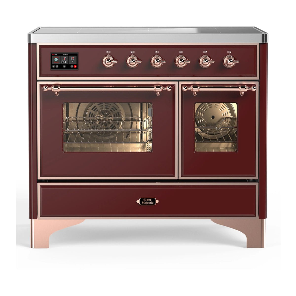 ILVE Majestic III 40-Inch Induction Range, 6 Elements, Triple Glass Door Electric Oven, Burgundy with Copper Trim (UMDIB40NR3BUP)
