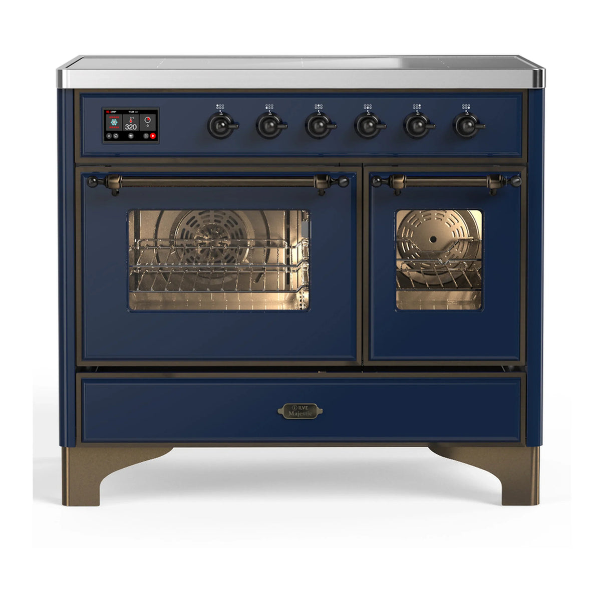 ILVE Majestic III 40-Inch Induction Range, 6 Elements, Triple Glass Door Electric Oven, Midnight Blue with Burnished Trim (UMDIB40NR3MBB)