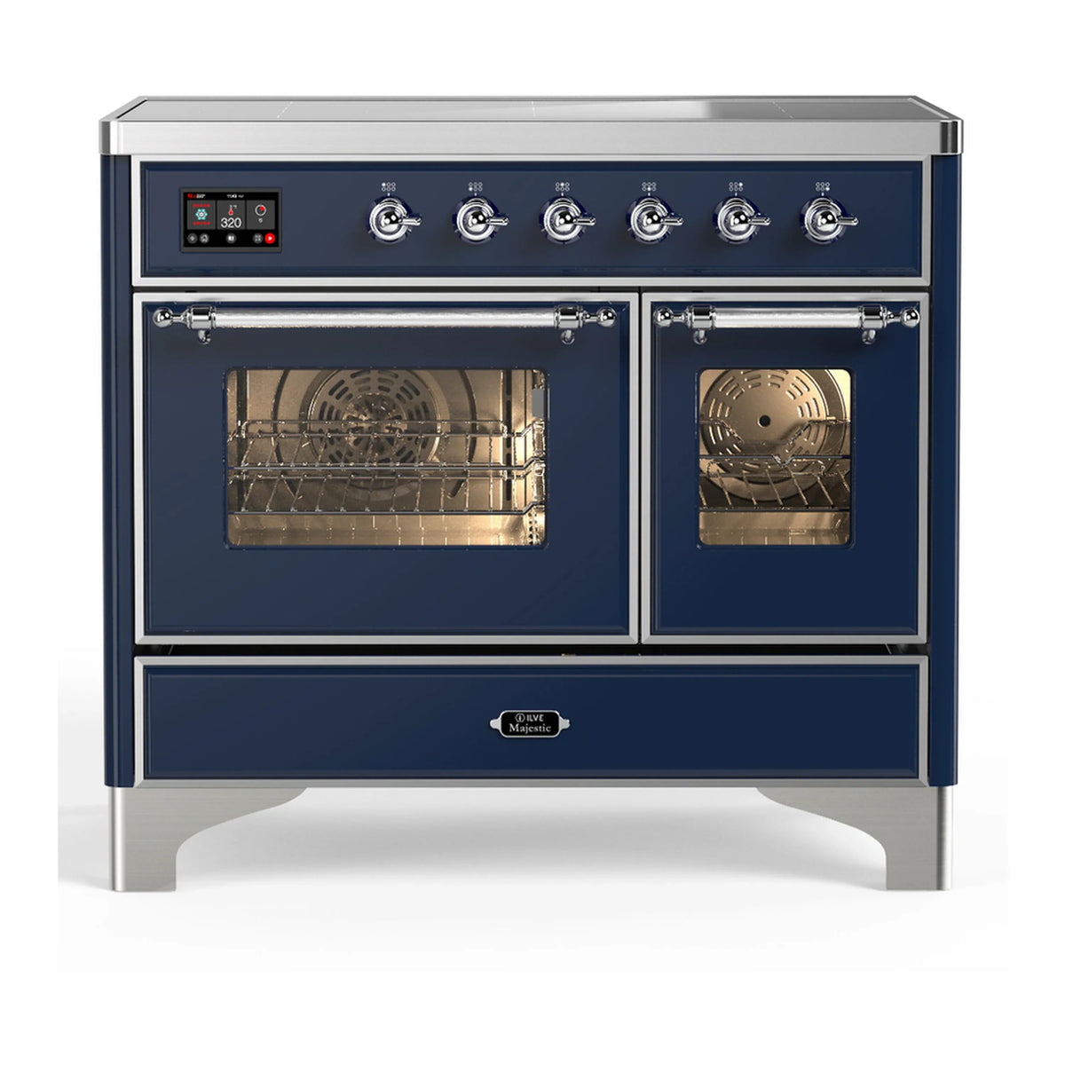 ILVE Majestic III 40-Inch Induction Range, 6 Elements, Triple Glass Door Electric Oven, Midnight Blue with Chrome Trim (UMDIB40NR3MBC)