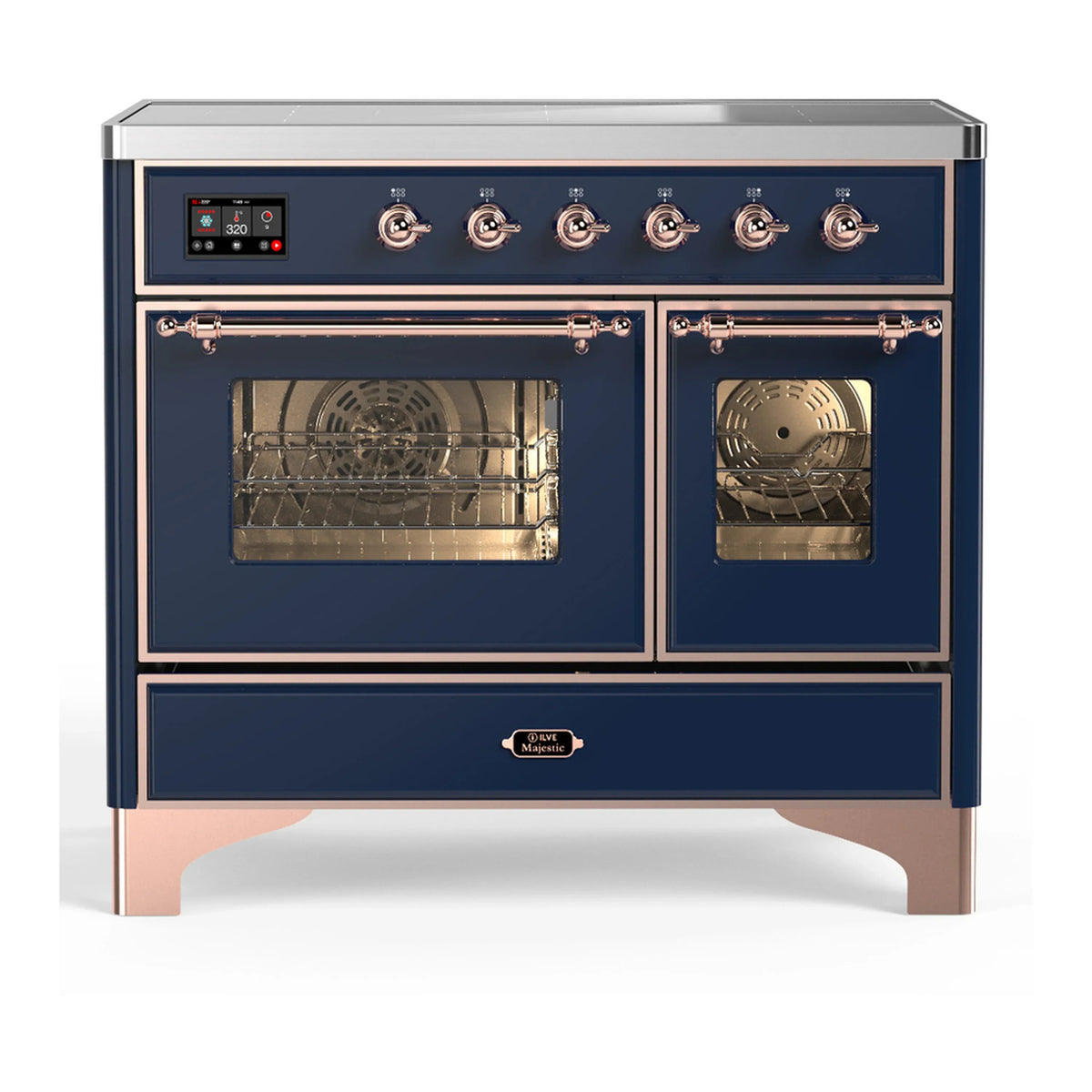 ILVE Majestic III 40-Inch Induction Range, 6 Elements, Triple Glass Door Electric Oven, Midnight Blue with Copper Trim (UMDIB40NR3MBP)