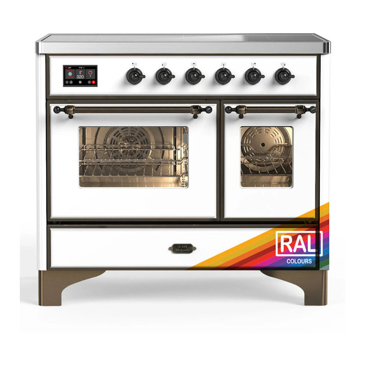 ILVE Majestic III 40-Inch Induction Range, 6 Elements, Triple Glass Door Electric Oven, RAL with Burnished Trim (UMDIB40NR3RAB)