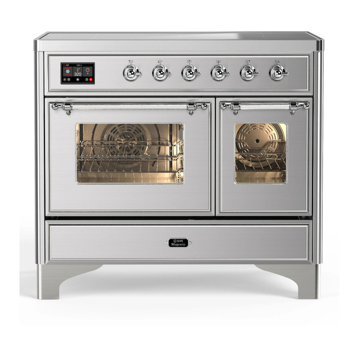 ILVE Majestic III 40-Inch Induction Range, 6 Elements, Triple Glass Door Electric Oven, Stainless Steel with Chrome Trim (UMDIB40NR3SSC)