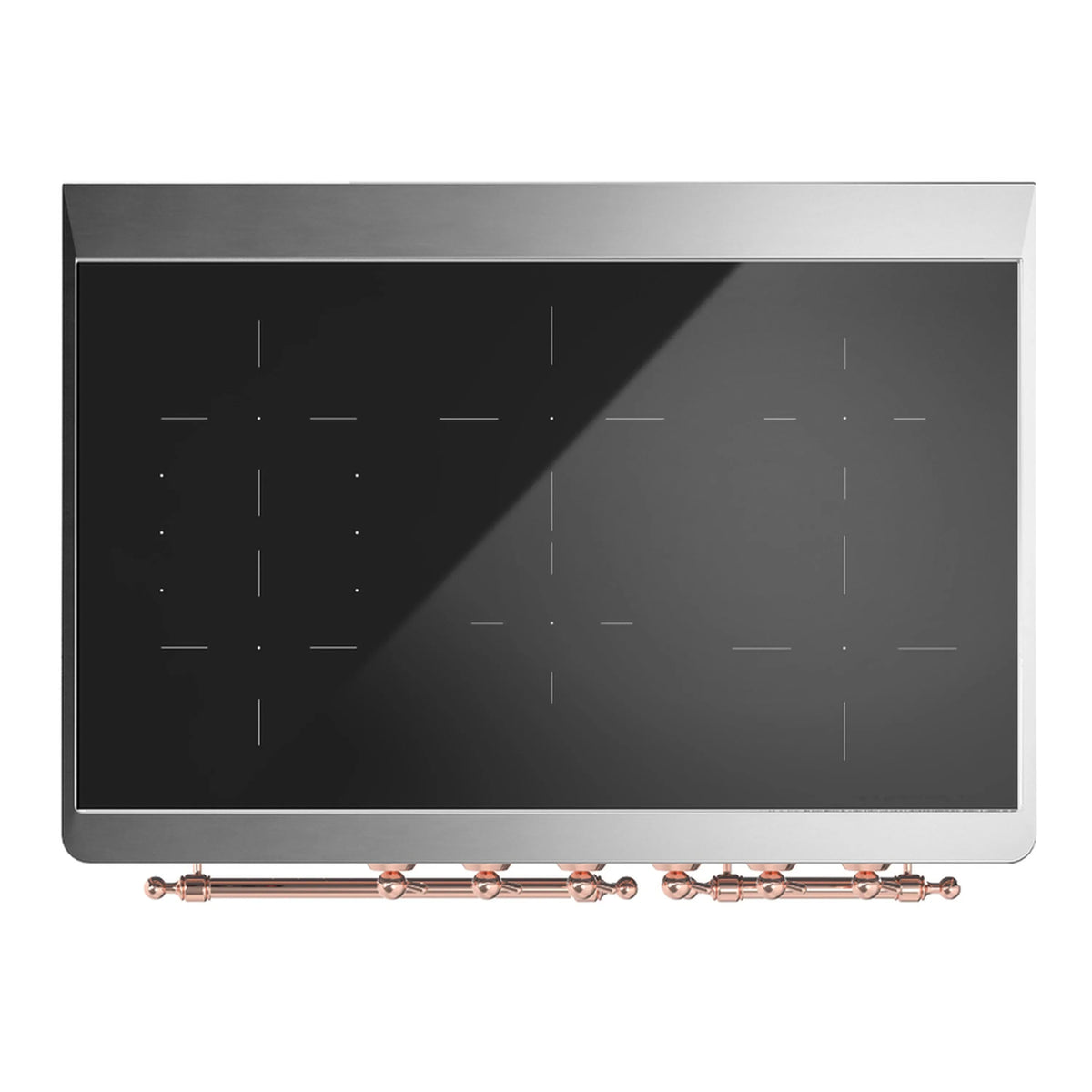 ILVE Majestic III 40-Inch Induction Range, 6 Elements, Solid Door Electric Oven, Blue Grey with Copper Trim (UMDIB40QNR3BGP)