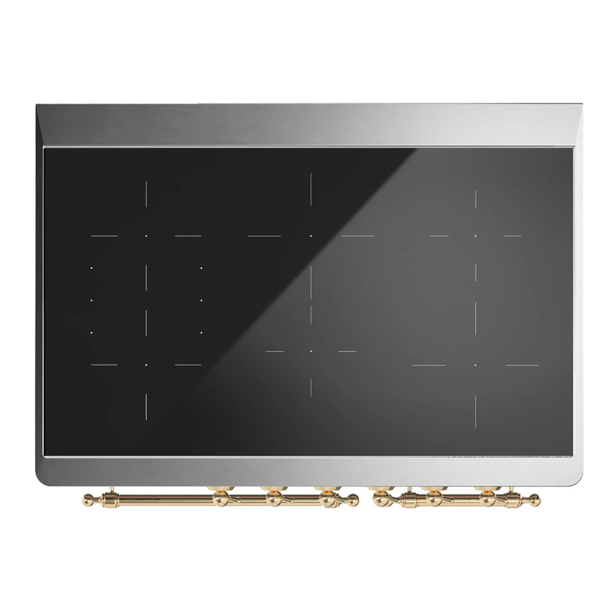 ILVE Majestic III 40-Inch Induction Range, 6 Elements, Solid Door Electric Oven, Glossy Black with Brass Trim (UMDIB40QNR3BKG)