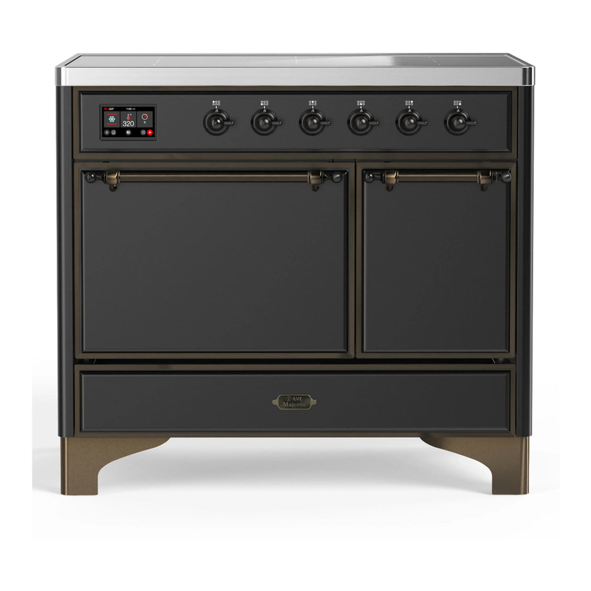 ILVE Majestic III 40-Inch Induction Range, 6 Elements, Solid Door Electric Oven, Matte Graphite with Burnished Trim (UMDIB40QNR3MGB)
