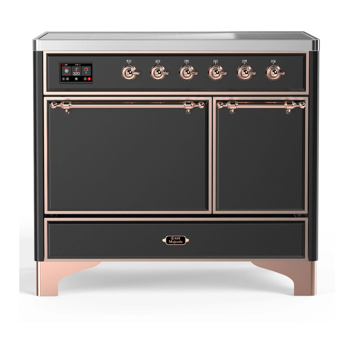 ILVE Majestic III 40-Inch Induction Range, 6 Elements, Solid Door Electric Oven, Matte Graphite with Copper Trim (UMDIB40QNR3MGP)