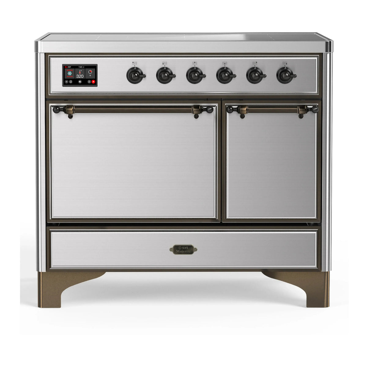 ILVE Majestic III 40-Inch Induction Range, 6 Elements, Solid Door Electric Oven, Stainless Steel with Burnished Trim (UMDIB40QNR3SSB)