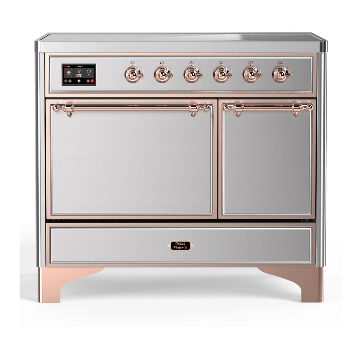 ILVE Majestic III 40-Inch Induction Range, 6 Elements, Solid Door Electric Oven, Stainless Steel with Copper Trim (UMDIB40QNR3SSP)