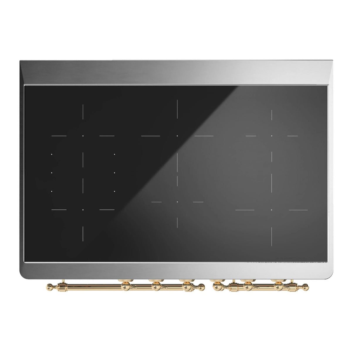 ILVE Majestic III 40-Inch Induction Range, 6 Elements, Solid Door Electric Oven, White with Brass Trim (UMDIB40QNR3WHG)