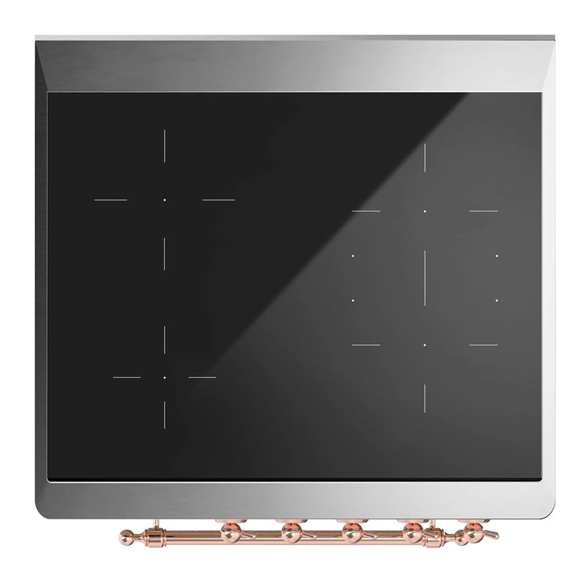 ILVE Majestic III 30-Inch Induction Range, 4 Elements, Triple Glass Door Electric Oven, Blue Grey with Copper Trim (UMIB30NR3BGP)