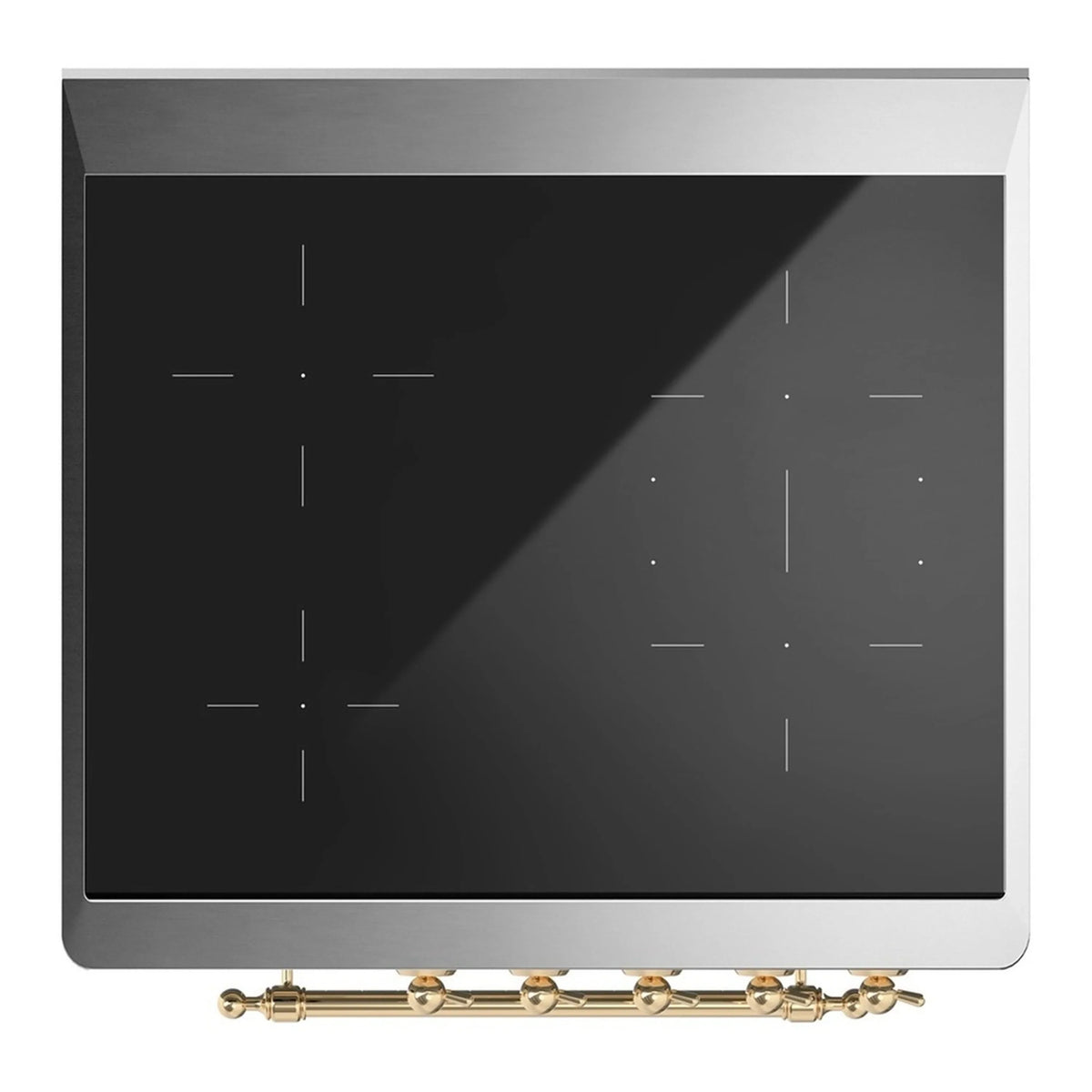 ILVE Majestic III 30-Inch Induction Range, 4 Elements, Triple Glass Door Electric Oven, Stainless Steel with Brass Trim (UMIB30NR3SSG)