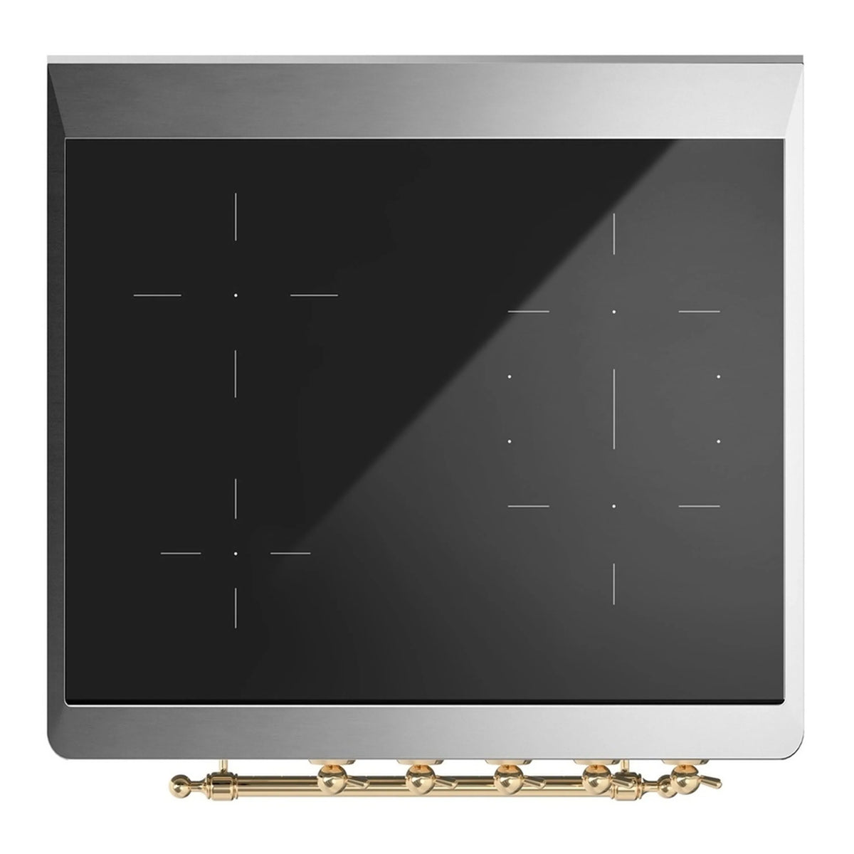 ILVE Majestic III 30-Inch Induction Range, 4 Elements, Triple Glass Door Electric Oven, White with Brass Trim (UMIB30NR3WHG)
