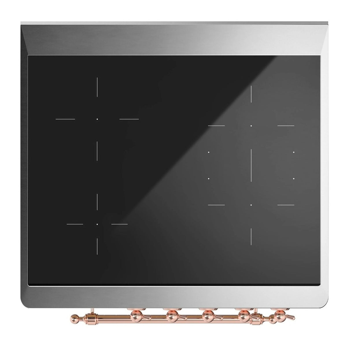 ILVE Majestic III 30-Inch Induction Range, 4 Elements, Solid Door Electric Oven, Burgundy with Copper Trim (UMIB30QNR3BUP)