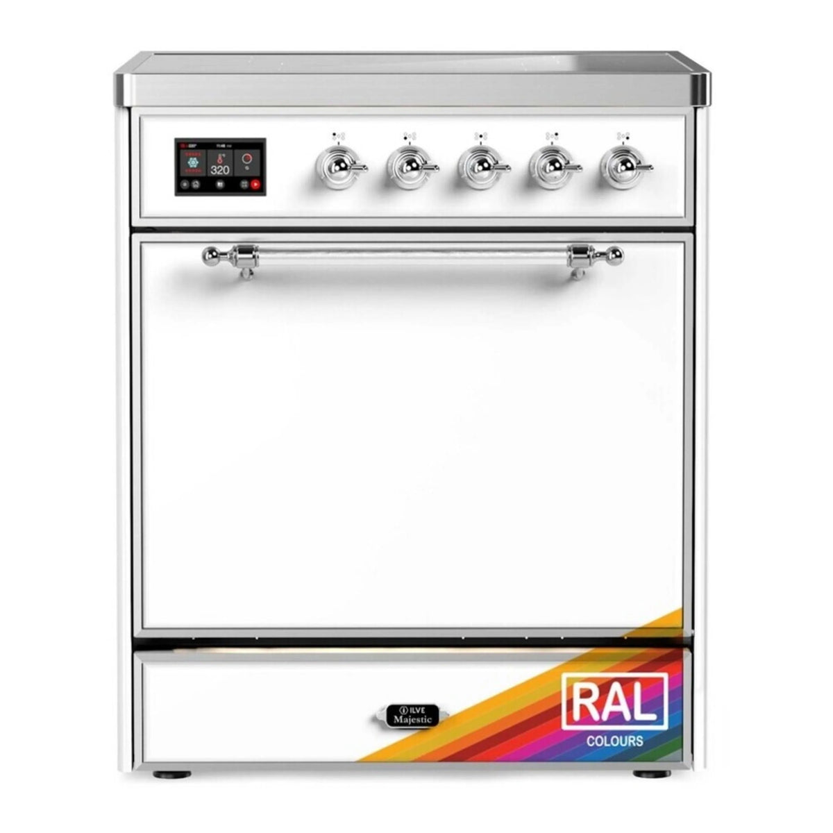 ILVE Majestic III 30-Inch Induction Range, 4 Elements, Solid Door Electric Oven, RAL with Chrome Trim (UMIB30QNR3RAC)