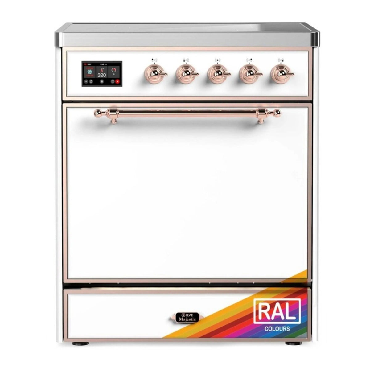 ILVE Majestic III 30-Inch Induction Range, 4 Elements, Solid Door Electric Oven, RAL with Copper Trim (UMIB30QNR3RAP)