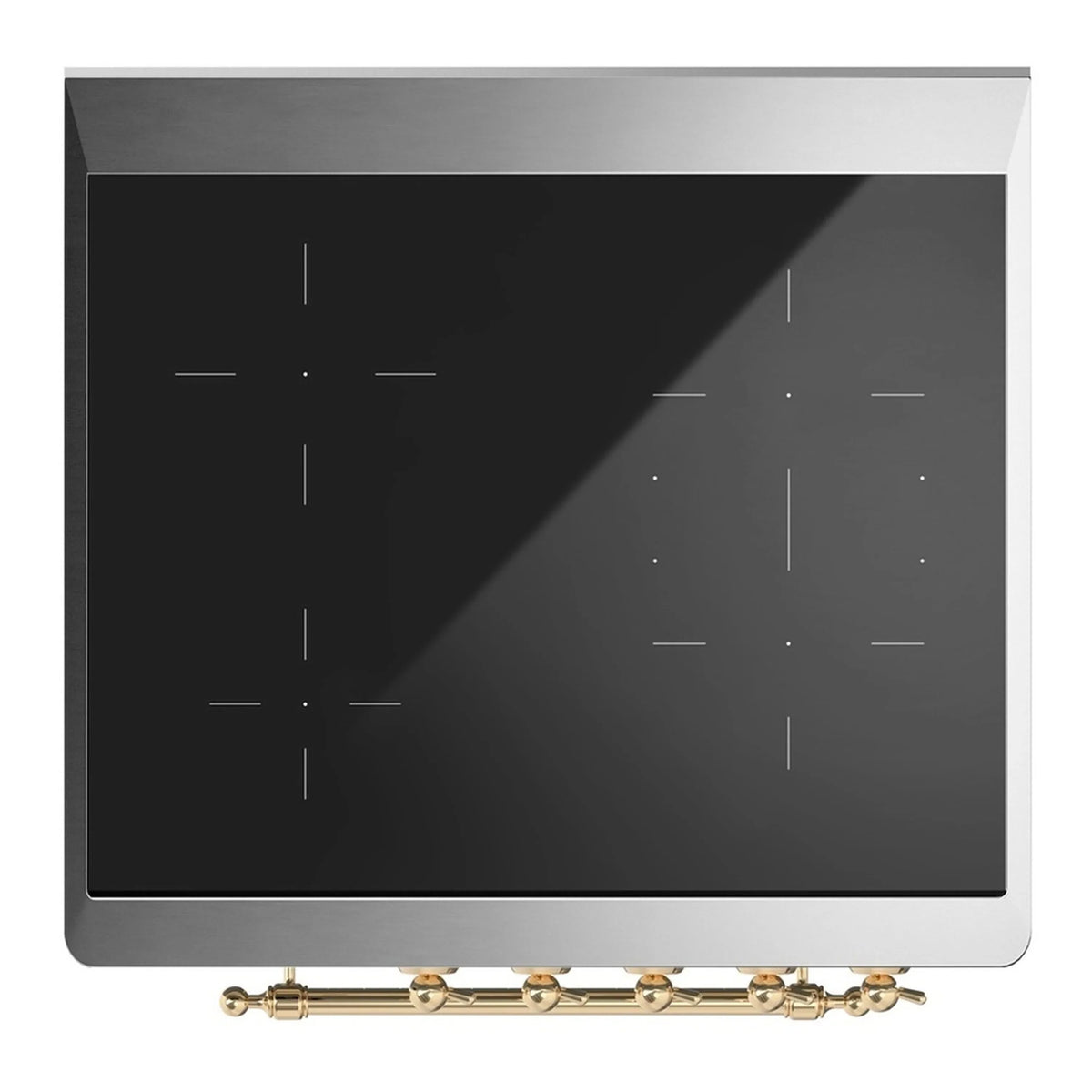 ILVE Majestic III 30-Inch Induction Range, 4 Elements, Solid Door Electric Oven, White with Brass Trim (UMIB30QNR3WHG)