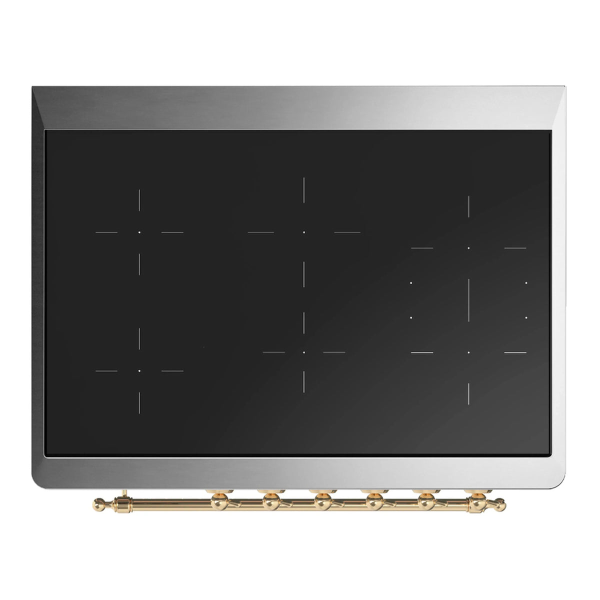 ILVE Majestic III 36-Inch Induction Range, 6 Elements, Triple Glass Door Electric Oven, White with Brass Trim (UMIB36NR3WHG)
