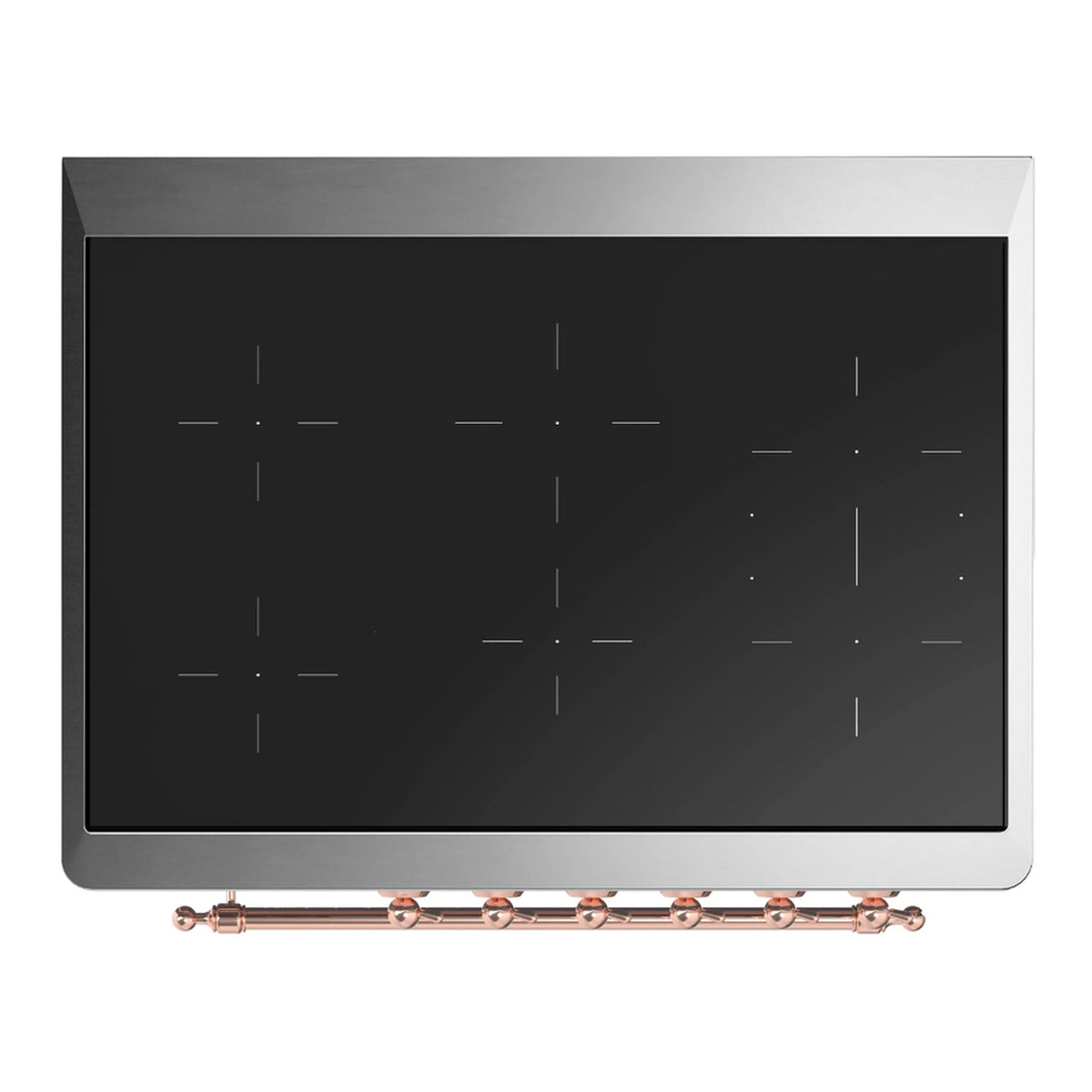 ILVE Majestic III 36-Inch Induction Range, 6 Elements, Solid Door Electric Oven, Midnight Blue with Copper Trim (UMIB36QNR3MBP)