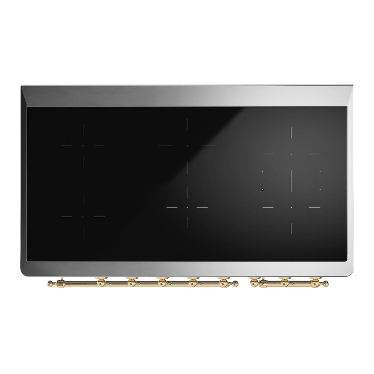 ILVE Majestic III 48-Inch Induction Range, 6 Elements, Triple Glass Door Electric Oven, Antique White with Brass Trim (UMIB48NR3AWG)