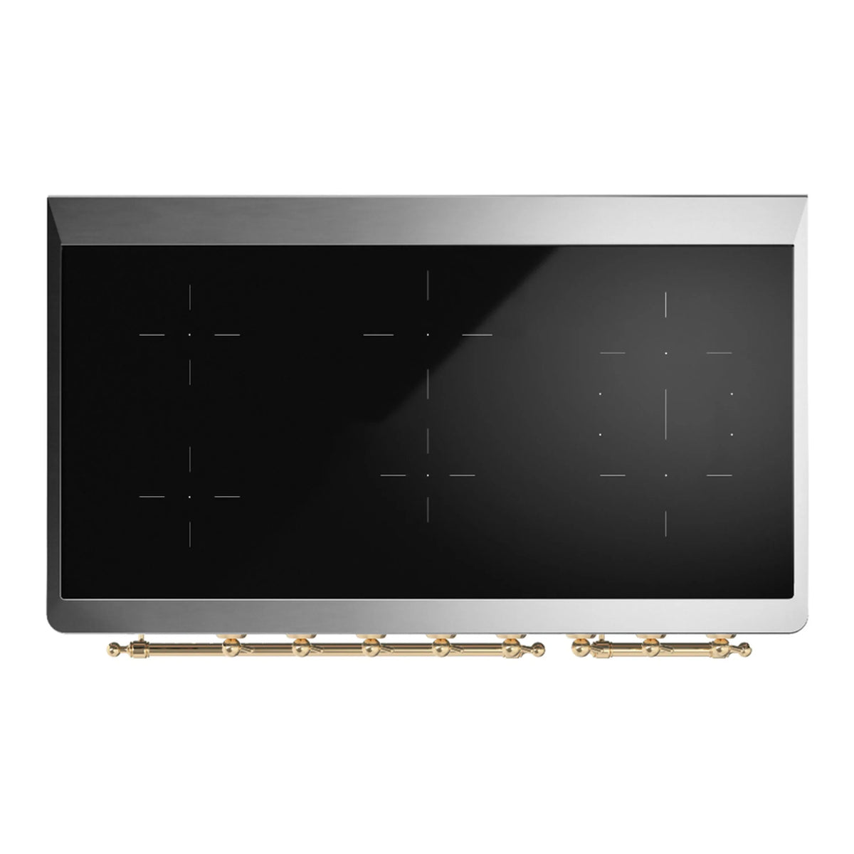 ILVE Majestic III 48-Inch Induction Range, 6 Elements, Triple Glass Door Electric Oven, Burgundy with Brass Trim (UMIB48NR3BUG)