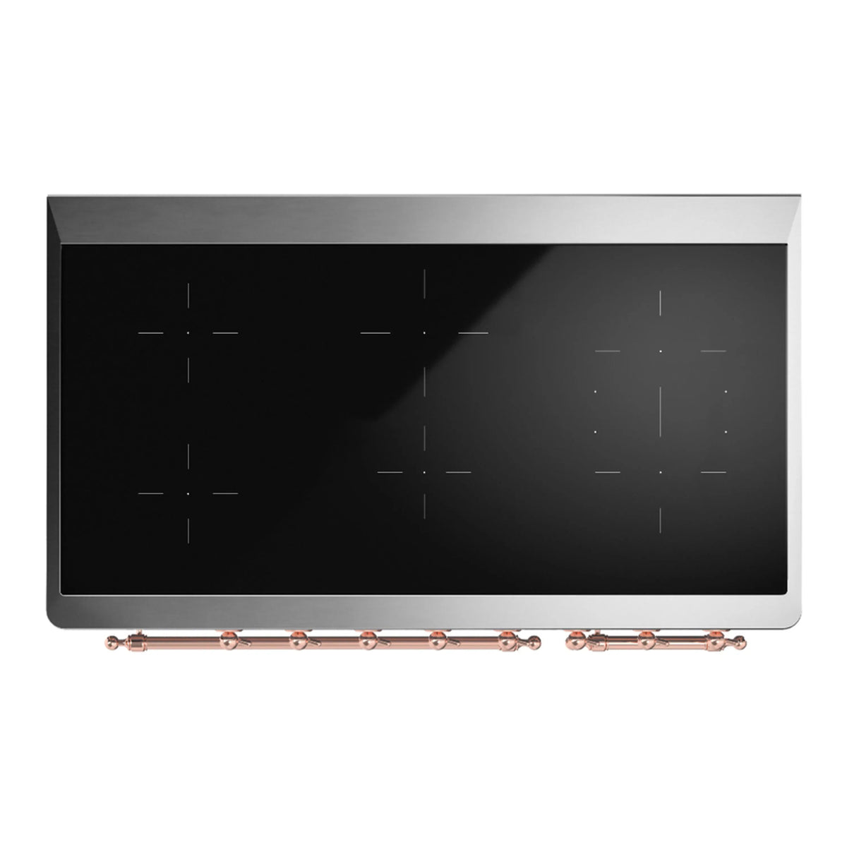 ILVE Majestic III 48-Inch Induction Range, 6 Elements, Triple Glass Door Electric Oven, Burgundy with Copper Trim (UMIB48NR3BUP)