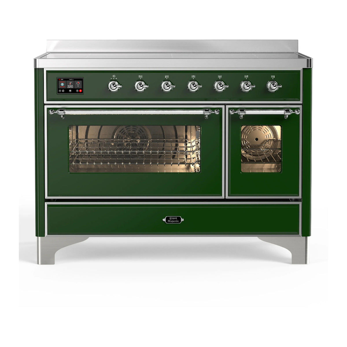 ILVE Majestic III 48-Inch Induction Range, 6 Elements, Triple Glass Door Electric Oven, Emerald Green with Chrome Trim (UMIB48NR3EGC)