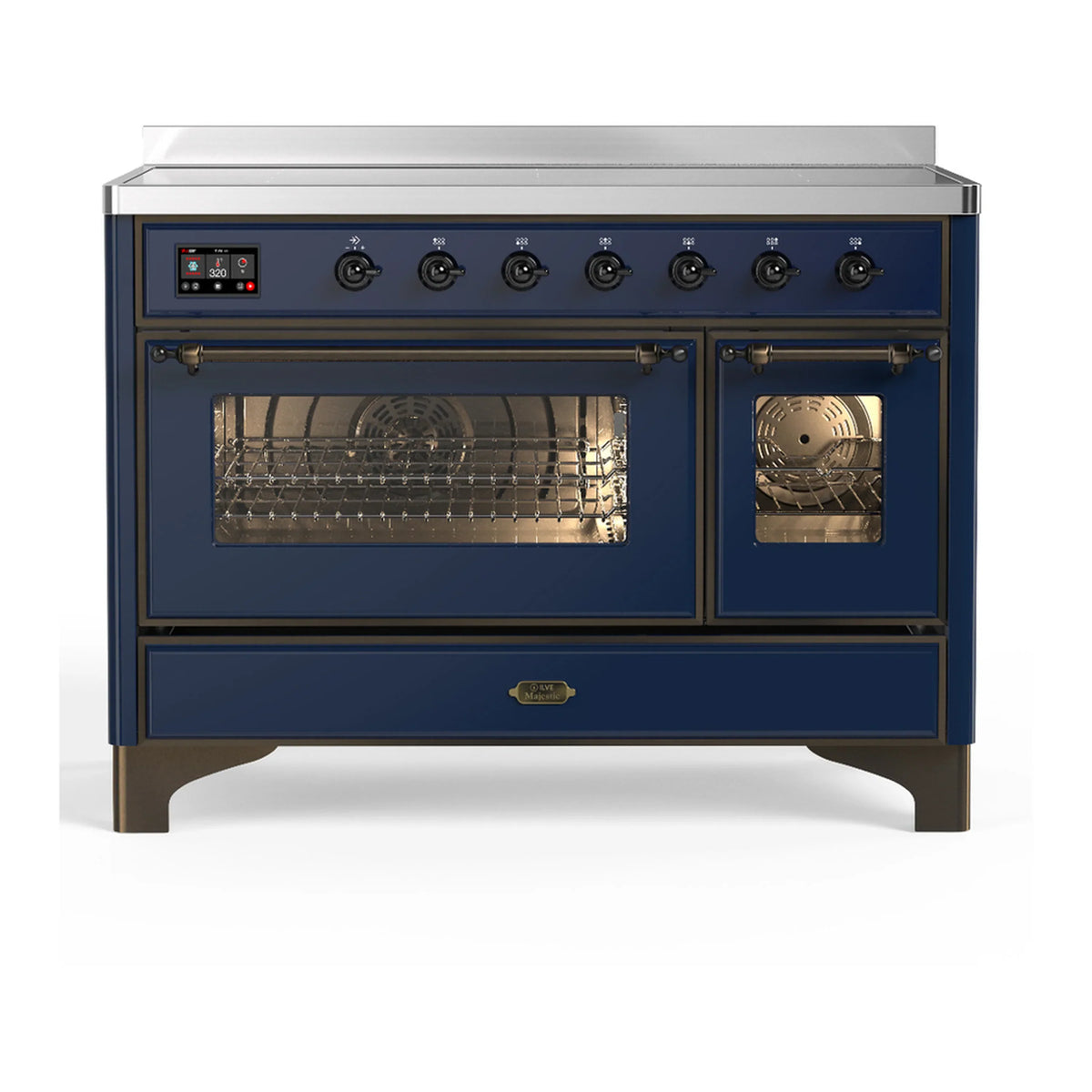 ILVE Majestic III 48-Inch Induction Range, 6 Elements, Triple Glass Door Electric Oven, Midnight Blue with Burnished Trim (UMIB48NR3MBB)