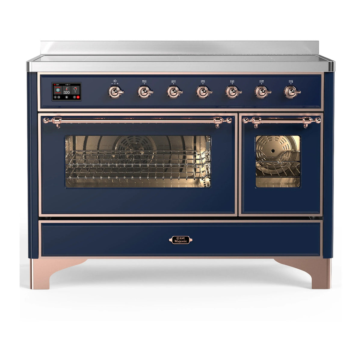 ILVE Majestic III 48-Inch Induction Range, 6 Elements, Triple Glass Door Electric Oven, Midnight Blue with Copper Trim (UMIB48NR3MBP)