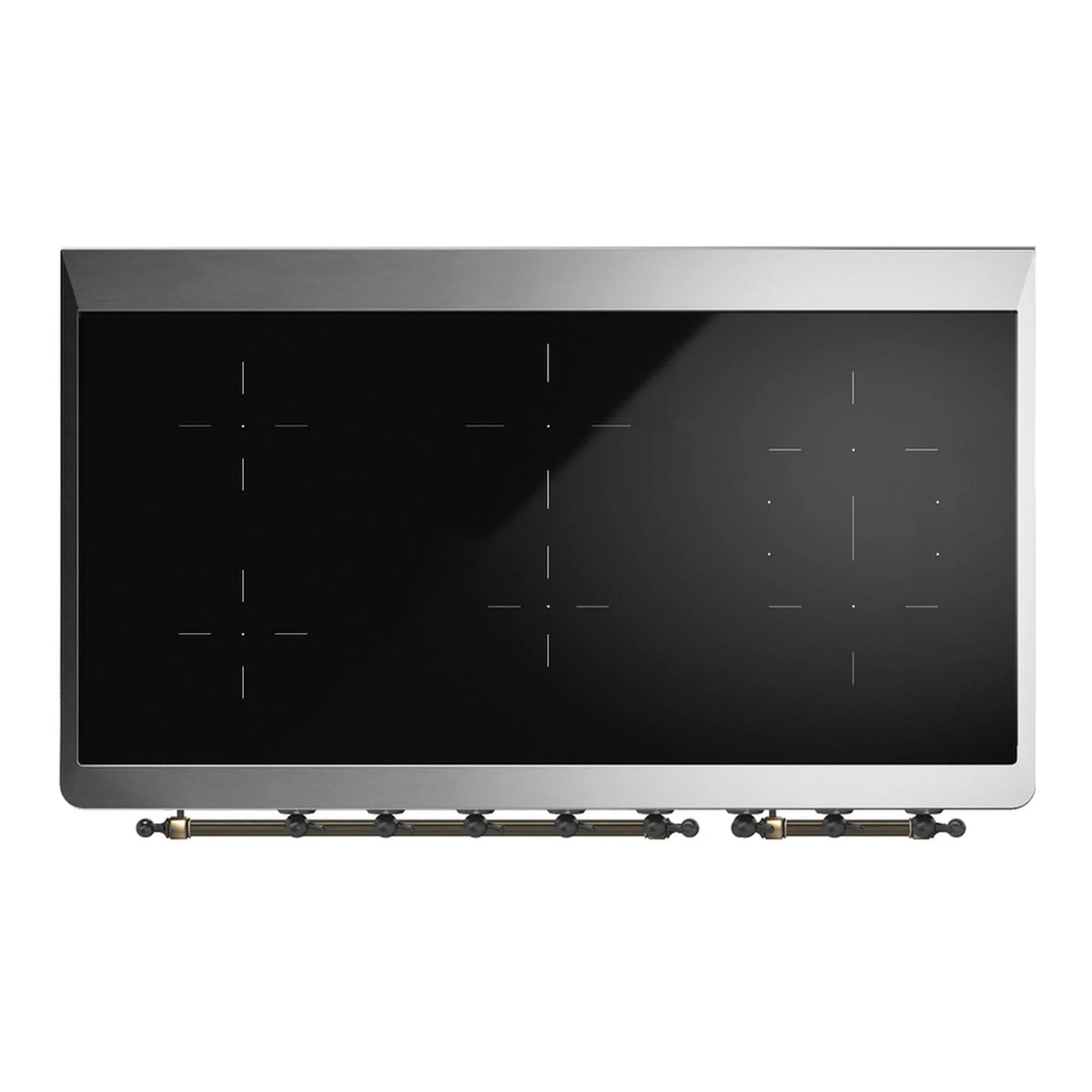 ILVE Majestic III 48-Inch Induction Range, 6 Elements, Triple Glass Door Electric Oven, White with Burnished Trim (UMIB48NR3WHB)