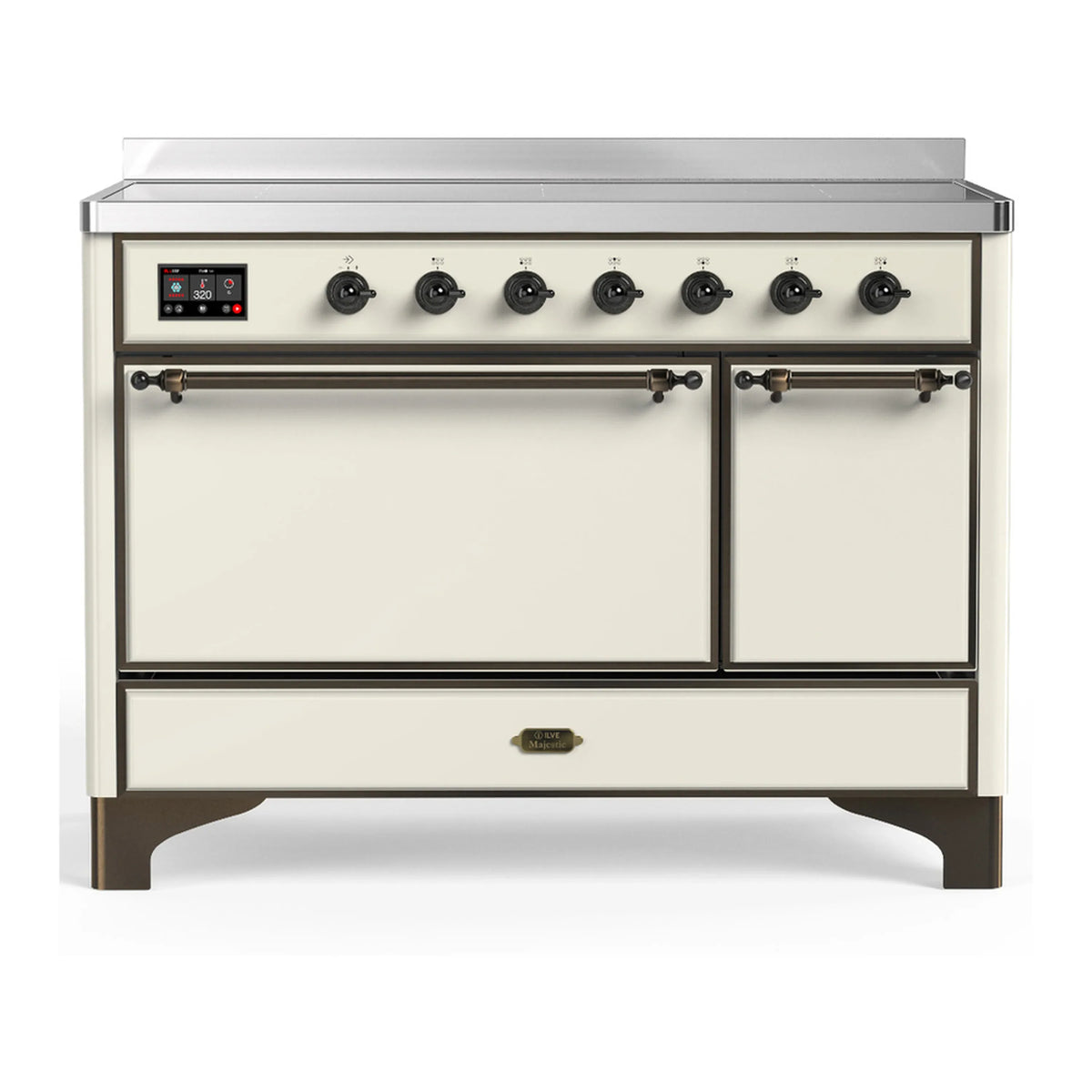 ILVE Majestic III 48-Inch Induction Range, 6 Induction Elements, Solid Door Electric Oven, Antique White with Burnished Trim (UMIB48QNR3AWB)
