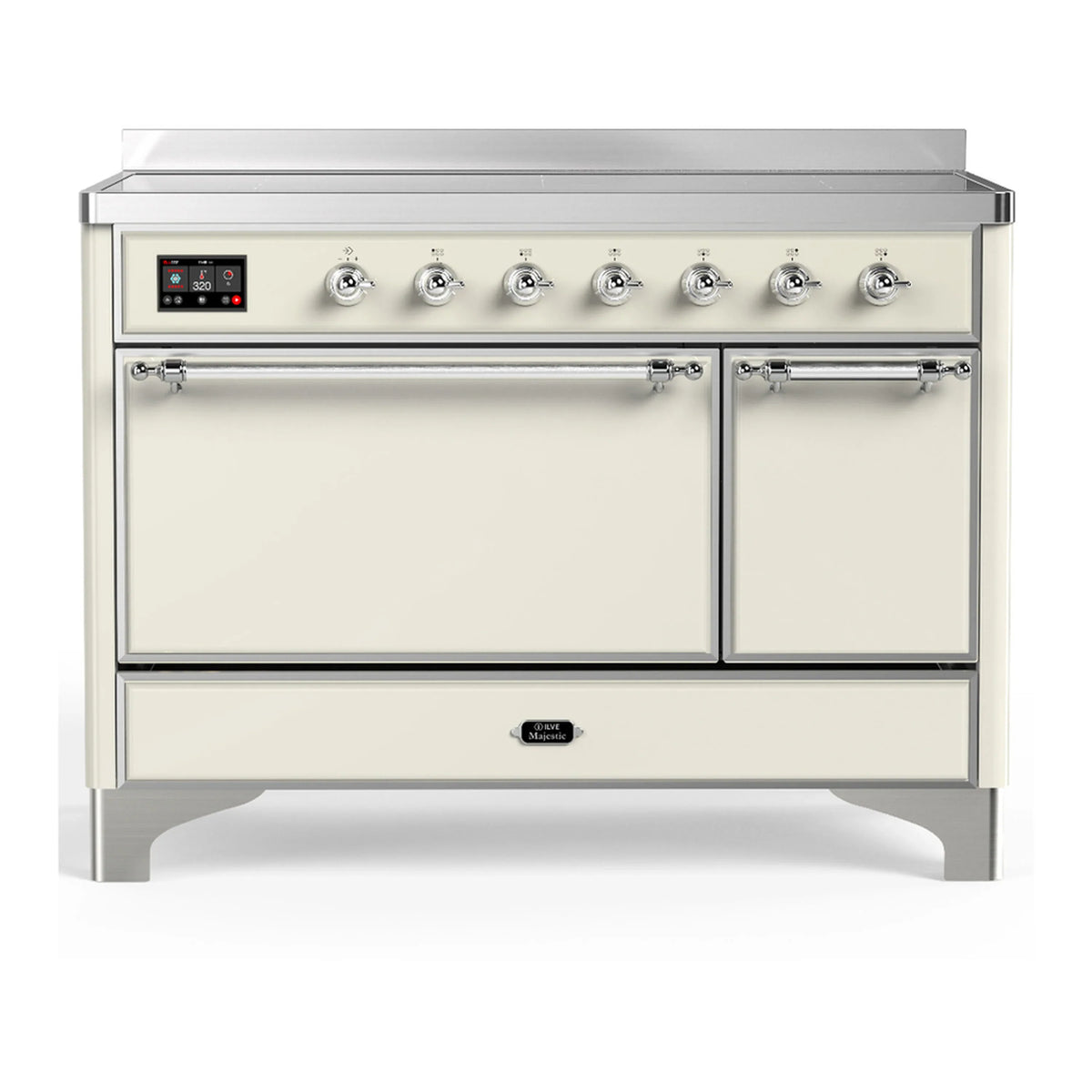 ILVE Majestic III 48-Inch Induction Range, 6 Induction Elements, Solid Door Electric Oven, Antique White with Chrome Trim (UMIB48QNR3AWC)