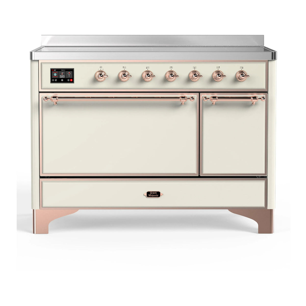ILVE Majestic III 48-Inch Induction Range, 6 Induction Elements, Solid Door Electric Oven, Antique White with Copper Trim (UMIB48QNR3AWP)